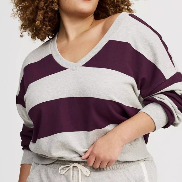 Torrid Drop-Shoulder V-Neck  Pullover - Picture 1 of 3